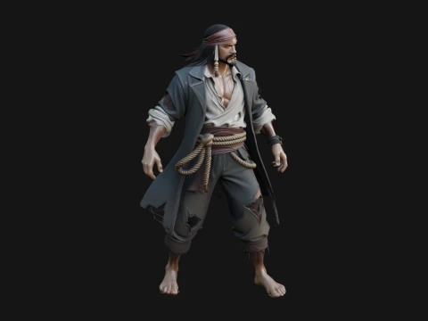 Pirate Captain Statue Design 17 - 3D Print Model 3D 프린트 모델
