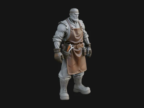 Blacksmith Man Statue Design 19 - 3D Print Model Modelo de Impressão 3D