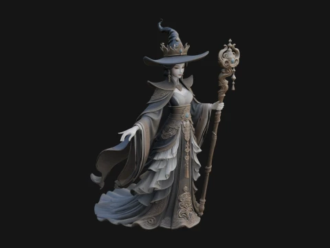 Witch Hat Sorcerer Statue Design 15 - 3D Print Model 3D Print Model