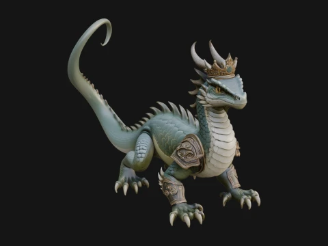 Crowned Dragon Statue Design 3 - 3D Print Model 3Dプリントモデル