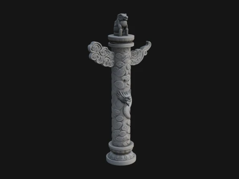 Oriental Lantern Column Design 5 - 3D Print Model Modelo de impresión 3D