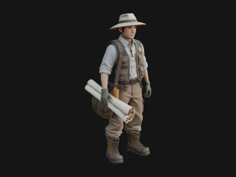 Explorer Man Statue Design 29 - 3D Print Model Modèles 3D en vedette