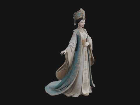 Chinese Empress Statue Design 27 - 3D Print Model Modello di stampa 3D