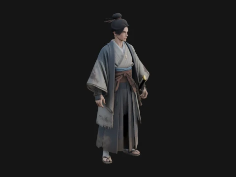 Kimono Merchant Man Statue Design 6 - 3D Print Model 3D Принт Модель