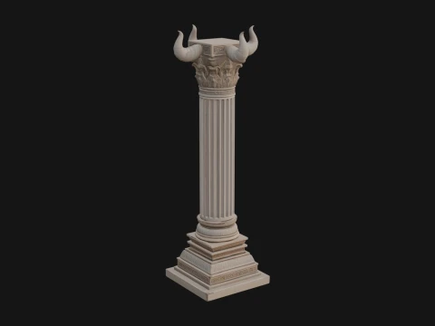 Horned Capital Stone Column Design 1 - 3D Print Model 3D Принт Модель