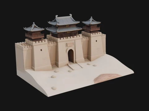 Oriental Fortress Castle Design 4 - 3D Print Model 3Dプリントモデル