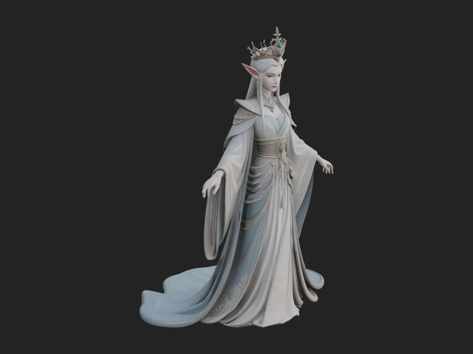 Elven Queen Statue Design 19 - 3D Print Model 3D Print Model .c4d .max .obj .3ds .fbx .stl .blend 