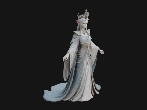 Elven Queen Statue Design 19 - 3D Print Model Modelo de Impressão 3D
