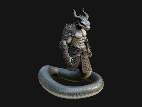 Serpent Bodied Naga Statue Design 1 - 3D Print Model 3Dプリントモデル