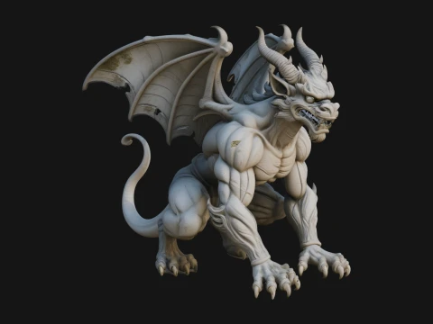 Winged Dragon Demon Statue Design 24 - 3D Print Model 3D Принт Модель