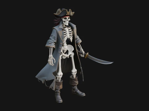 Skeleton Pirate Statue Design 10 - 3D Print Model Model do druku 3D
