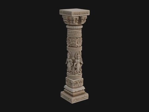 Oriental Stone Column Design 21 - 3D Print Model 3D Print Model