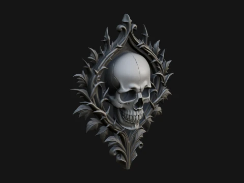 Flame Framed Skull Plaque Design 1 - 3D Print Model 3D Print Model