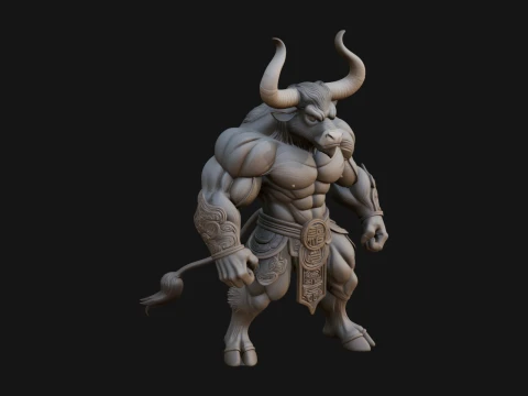 Minotaur Bull Beast Statue Design 5 - 3D Print Model 3D Print Model
