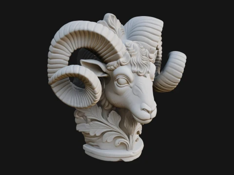Ram Head Column Capital Design 4 - 3D Print Model 3Dプリントモデル