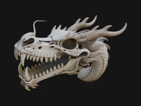 ドラゴン スカル バスト像デザイン 10 - 3D プリント モデル 3Dプリントモデル