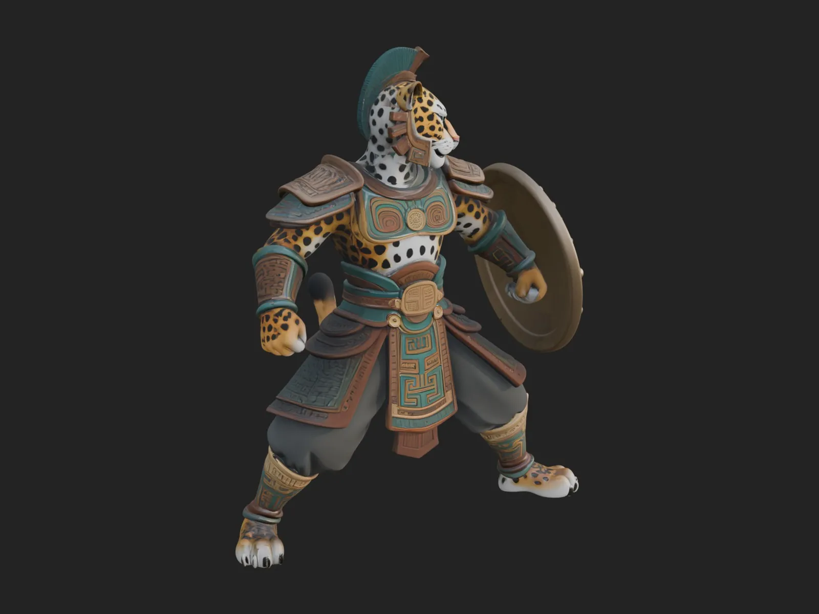 Aztec Jaguar Warrior Statue Design 3 - 3D Print Model 3D Print Model .c4d .max .obj .3ds .fbx .stl .blend 