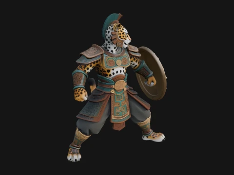 Aztec Jaguar Warrior Statue Design 3 - 3D Print Model 3D Print Model