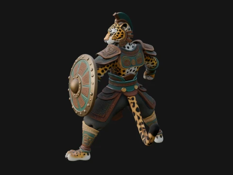 Aztec Jaguar Warrior Statue Design 3 - 3D Print Model 3D Print Model