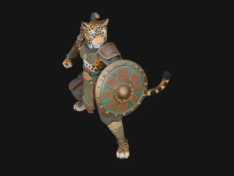 Aztec Jaguar Warrior Statue Design 3 - 3D Print Model 3D Print Model
