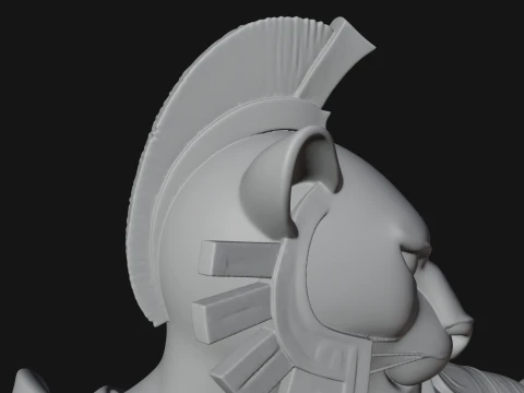 Aztec Jaguar Warrior Statue Design 3 - 3D Print Model 3D Print Model