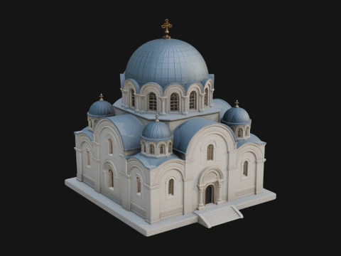 Orthodox Domed Temple Design 4 - 3D Print Model 3D Print Model