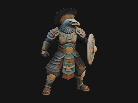 Aztec Eagle Warrior Statue Design 4 - 3D Print Model 3D Print Model
