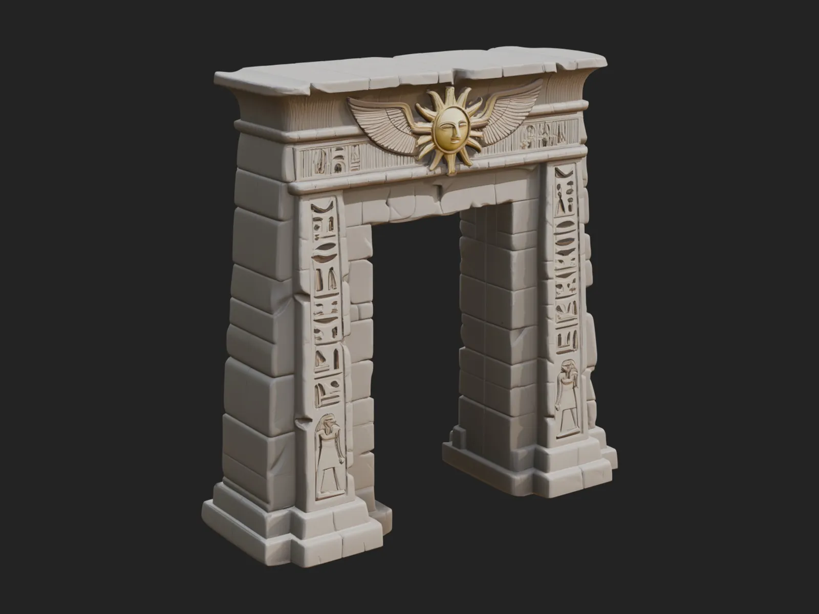 Egyptian Temple Gate Design 8 - 3D Print Model 3D Print Model .c4d .max .obj .3ds .fbx .stl .blend