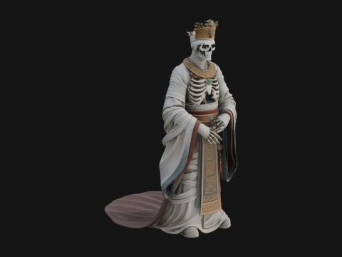 Crowned Skeleton King Statue Design 18 - 3D Print Model 3D Print Model