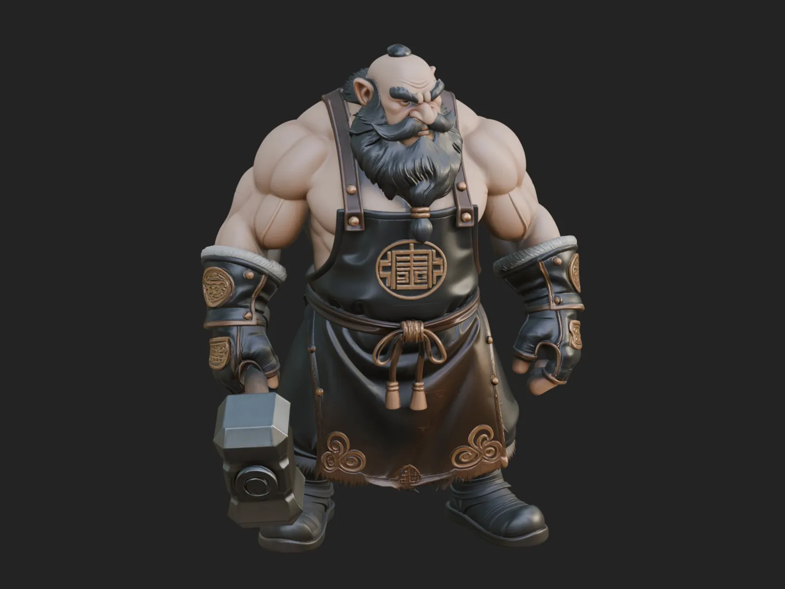 Dwarf Blacksmith Statue Design 3 - 3D Print Model 3D Print Model .c4d .max .obj .3ds .fbx .stl .blend