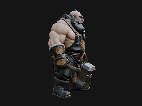 Dwarf Blacksmith Statue Design 3 - 3D Print Model 3D Print Model