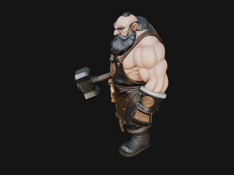 Dwarf Blacksmith Statue Design 3 - 3D Print Model 3D Print Model