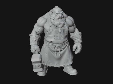 Dwarf Blacksmith Statue Design 3 - 3D Print Model 3D Print Model