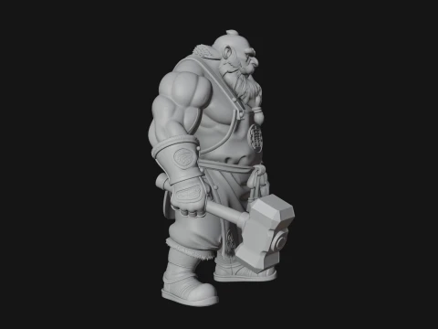 Dwarf Blacksmith Statue Design 3 - 3D Print Model 3D Print Model