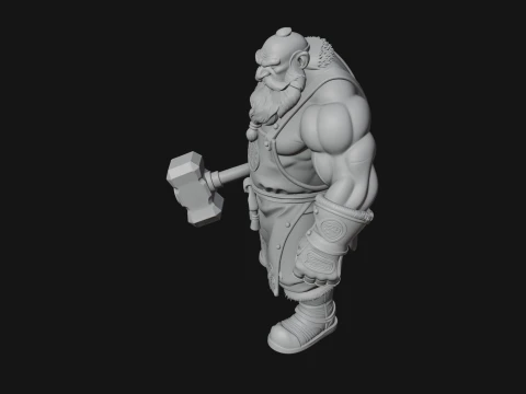 Dwarf Blacksmith Statue Design 3 - 3D Print Model 3D Print Model