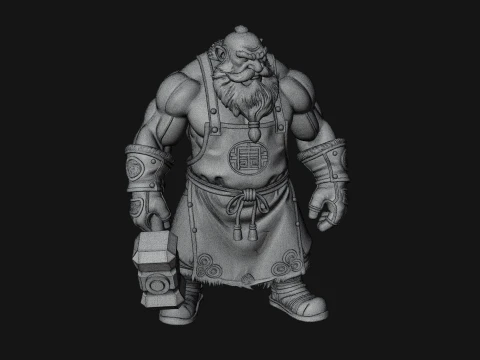Dwarf Blacksmith Statue Design 3 - 3D Print Model 3D Print Model