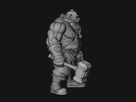 Dwarf Blacksmith Statue Design 3 - 3D Print Model 3D Print Model