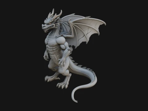翼のあるドラゴンの像デザイン 35 - 3D プリントモデル 3Dプリントモデル