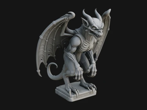 翼のあるドラゴンの悪魔像デザイン 25 - 3D プリントモデル 3Dプリントモデル