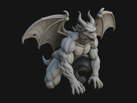 翼のあるドラゴンの悪魔像デザイン 26 - 3D プリントモデル 3Dプリントモデル