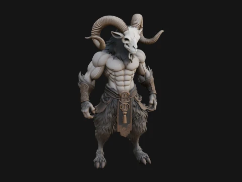 Beastman with Goat Head Statue Design 8 - 3D Print Model 3D Print Model
