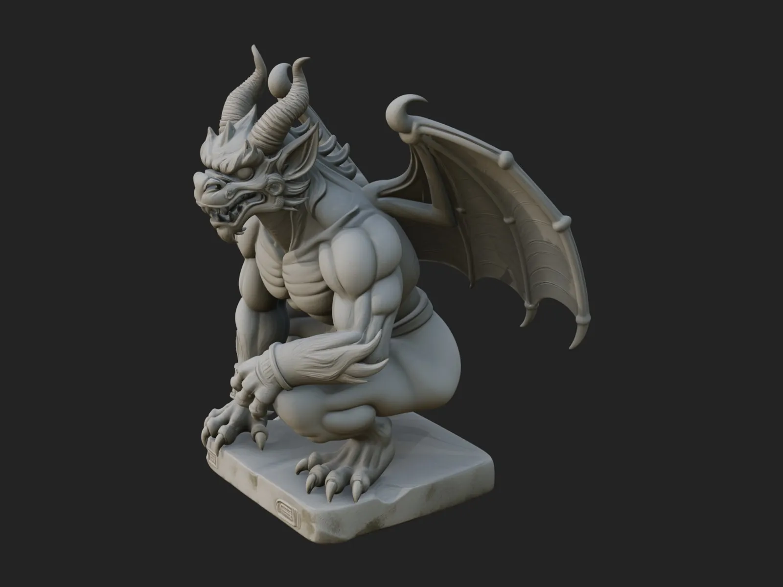 Winged Dragon Demon Statue Design 27 - 3D Print Model 3D Print Model .c4d .max .obj .3ds .fbx .stl .blend 