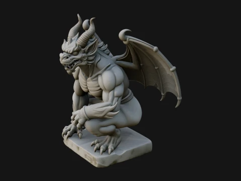 翼のあるドラゴンの悪魔像デザイン 27 - 3D プリントモデル 3Dプリントモデル