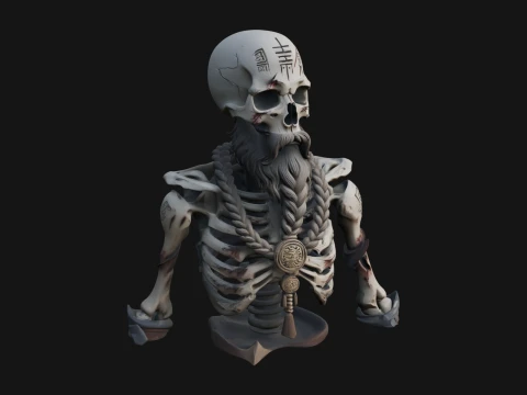 Design della statua del busto di scheletro barbuto 1 - Modello di stampa 3D Modello di stampa 3D