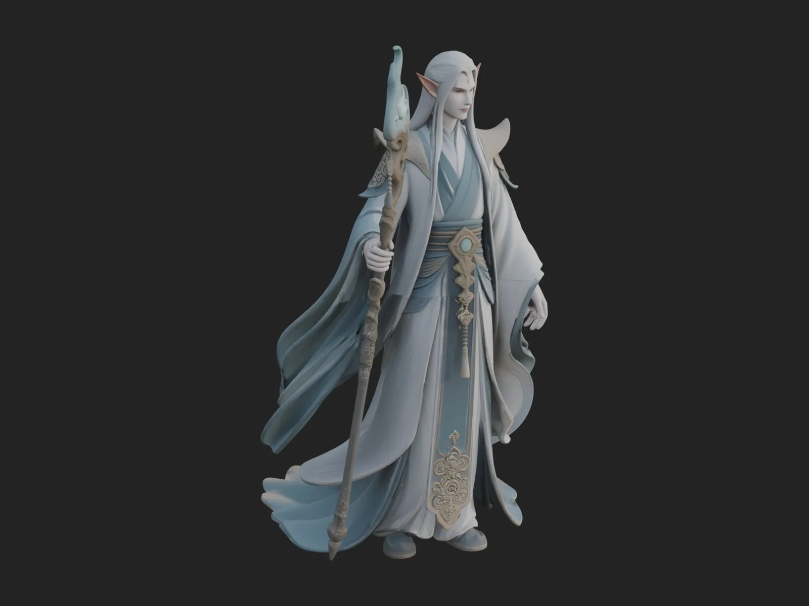 Elven High Mage Statue Design 15 - 3D Print Model 3D Print Model .c4d .max .obj .3ds .fbx .stl .blend 