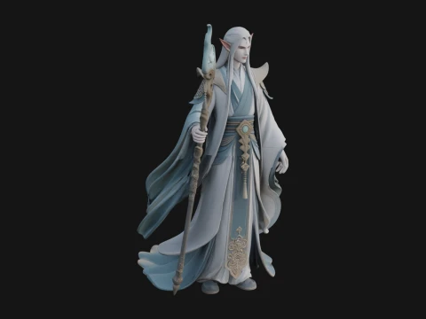 Elven High Mage Statue Design 15 - 3D Print Model 3D Print Model