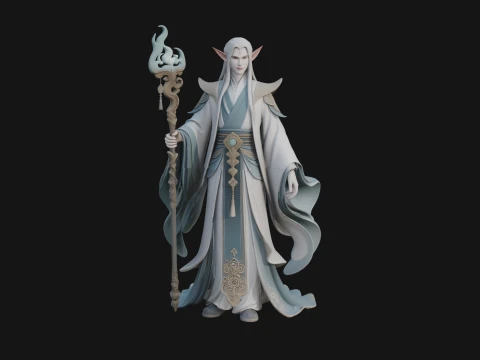 Elven High Mage Statue Design 15 - 3D Print Model 3D Print Model