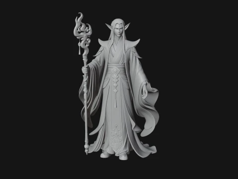 Elven High Mage Statue Design 15 - 3D Print Model 3D Print Model