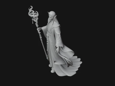 Elven High Mage Statue Design 15 - 3D Print Model 3D Print Model