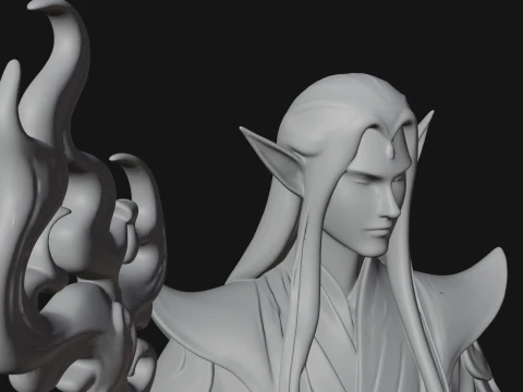 Elven High Mage Statue Design 15 - 3D Print Model 3D Print Model